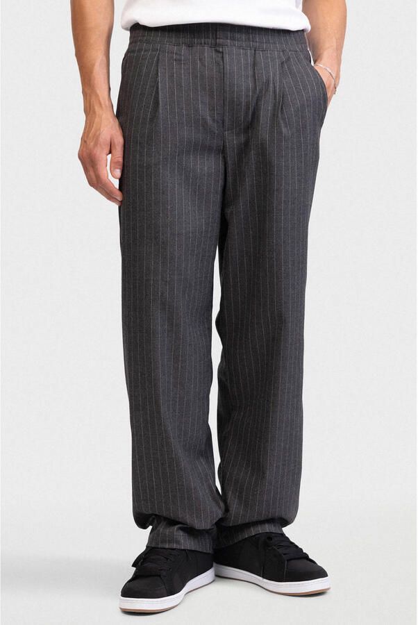 Redefined Rebel relaxed casual broek met krijtstreep grijs