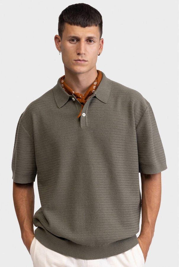Redefined Rebel relaxed polo gebreid groen