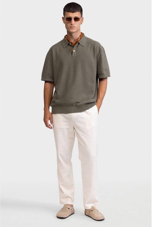 Redefined Rebel relaxed polo gebreid groen - Foto 3