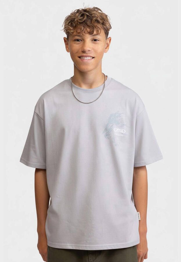 Redefined Rebel T-shirt met backprint lichtgrijs Jongens Katoen Ronde hals