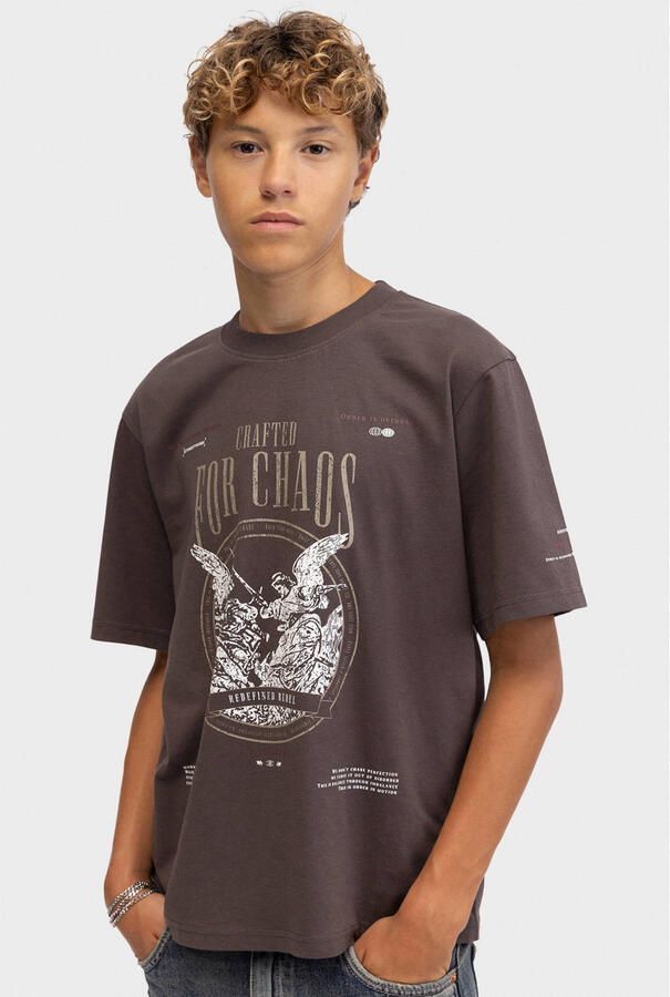 Redefined Rebel T-shirt met print donkergrijs