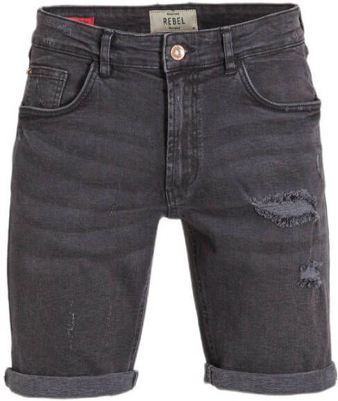 Redefined Rebel regular fit jeans short RROslo Destroy dust black