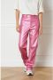 Refined Department imitatieleren high waist straight fit broek Elise roze - Thumbnail 2
