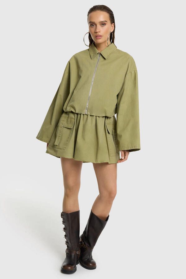 Refined Department ballonrok groen - Foto 3