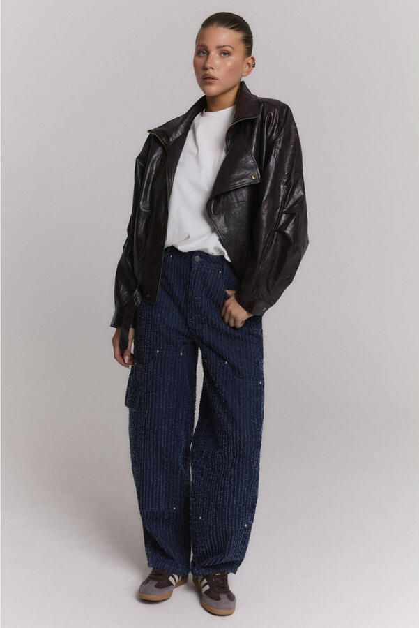 Refined Department barrel jeans met studs donkerblauw - Foto 2