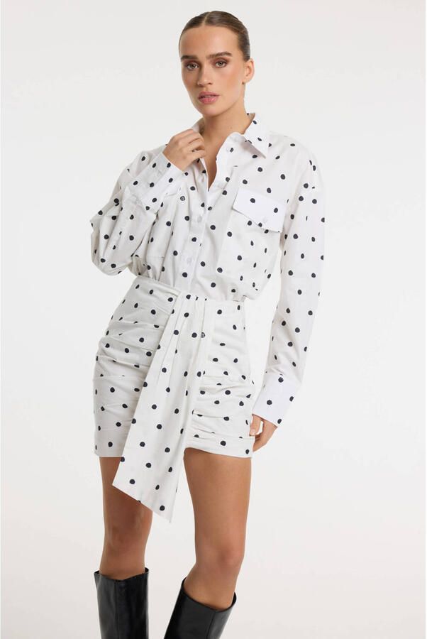 Refined Department korte rok met stippen wit