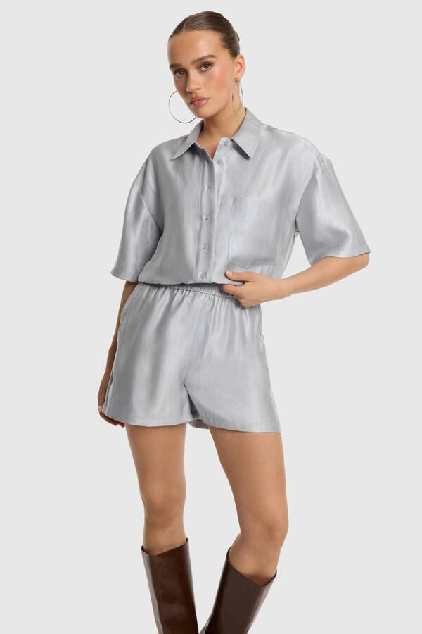 Refined Department loose fit casual short zilver