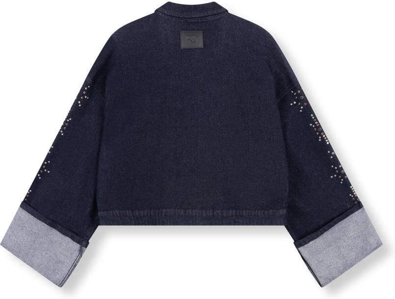 Refined Department denim spijkerjas met glitter dark blue denim - Foto 3