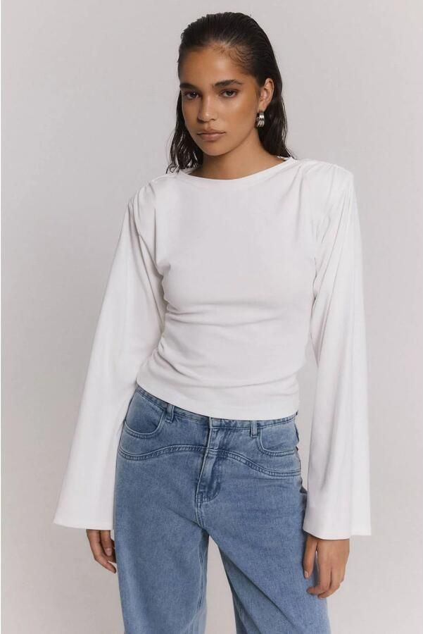 REFINED DEPARTMENT Dames Tops & T-shirts Ladies Knitted Slim Fitted Body Amy Wit - Foto 5