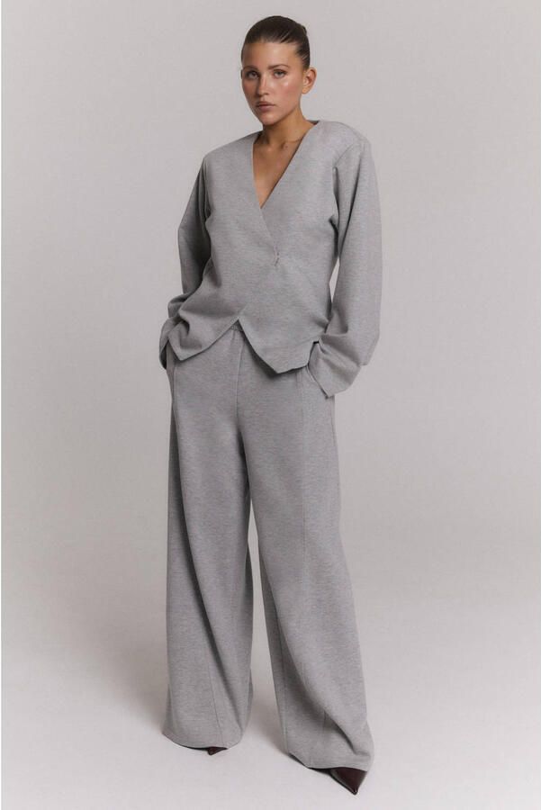 Refined Department wide leg regular waist casual broek grijs