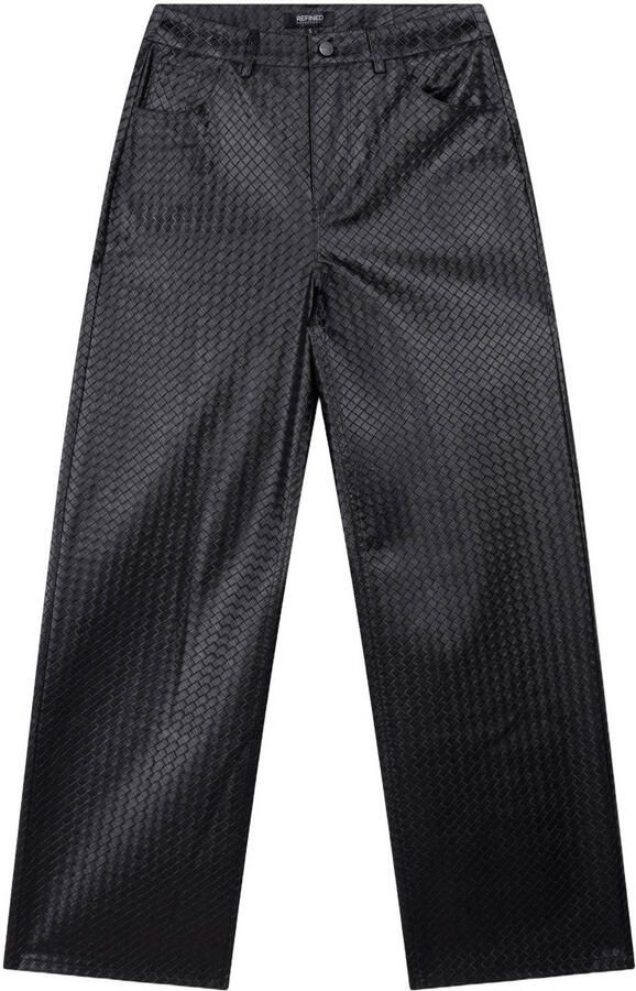 Refined Department imitatieleren wide leg casual broek zwart - Foto 2