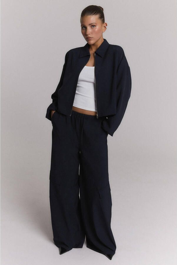 Refined Department wide leg broek marineblauw
