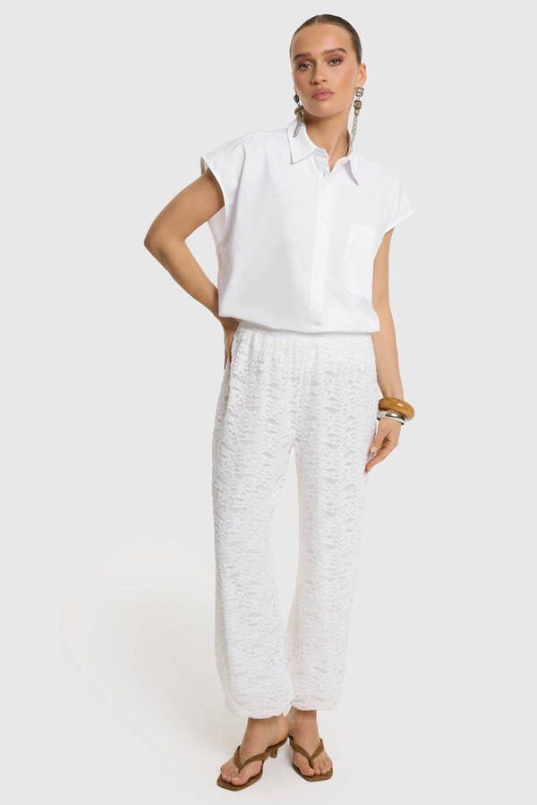 Refined Department kanten barrel broek wit
