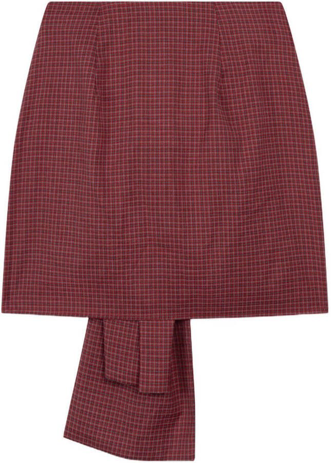 Refined Department korte geruite rok donkerrood - Foto 2