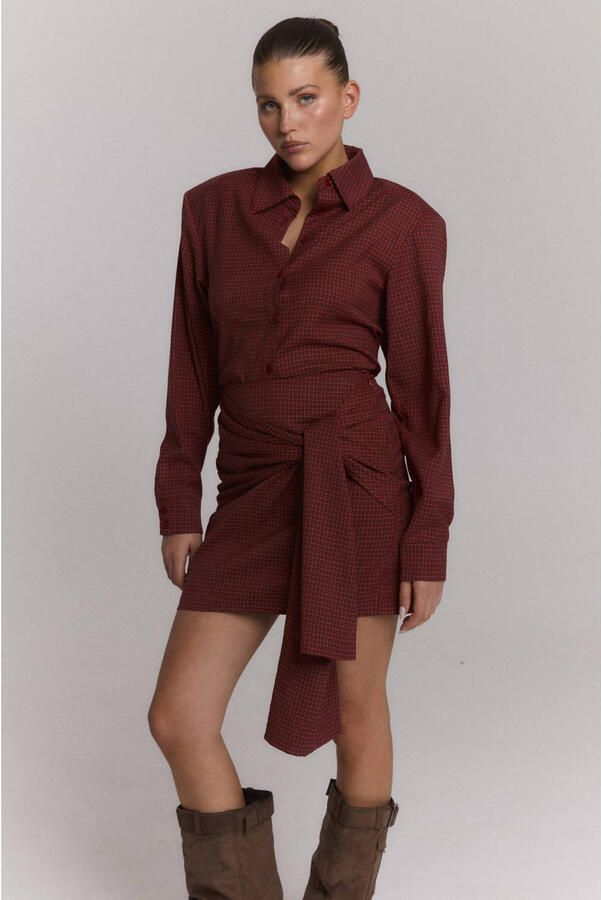 Refined Department korte geruite rok donkerrood