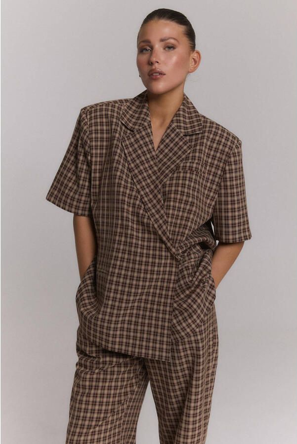 REFINED DEPARTMENT Dames Tops & T-shirts Ladies Woven Oversized Closure Top Ella Bruin - Foto 5