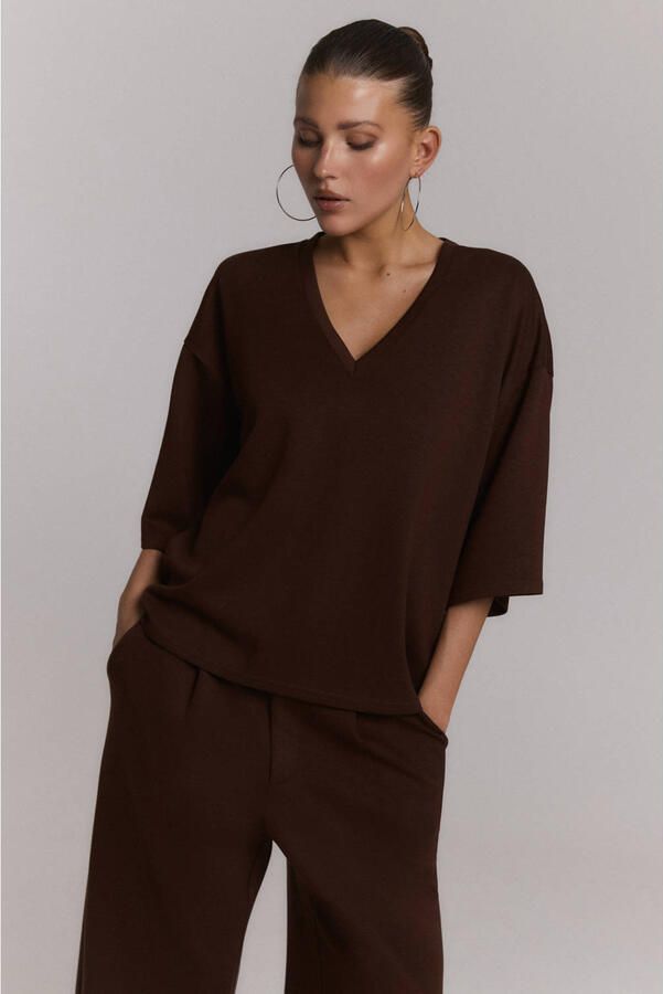 Refined Department oversized T-shirt donkerbruin