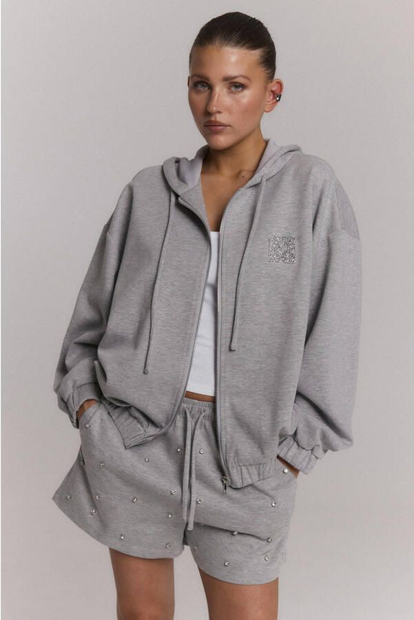Refined Department rechtvallend sweatvest met logo grijs