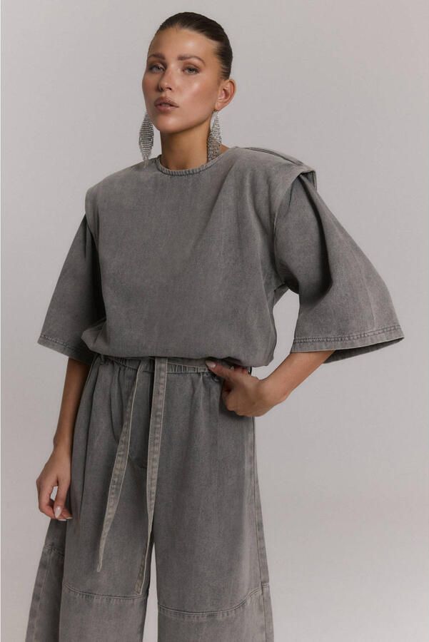 Refined Department rechtvallende jumpsuit grijs