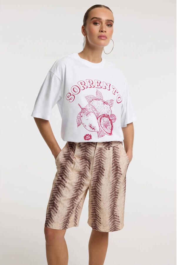 Refined Department regular waist jort met dierenprint bruin - Foto 5