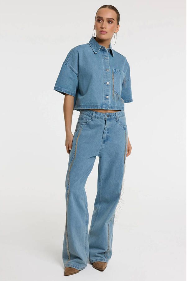 Refined Department regular waist regular fit jeans medium blue denim - Foto 4
