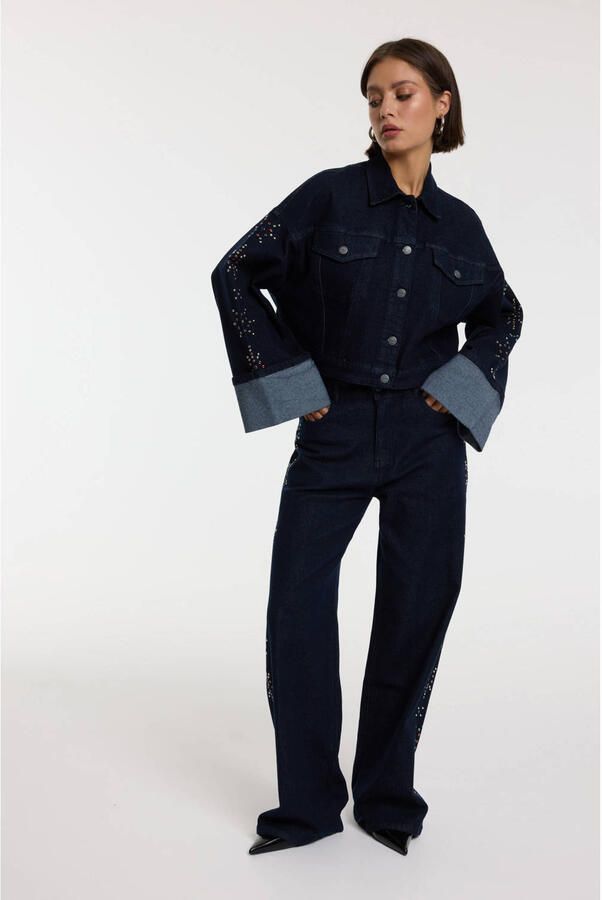 Refined Department straight leg jeans dark blue denim