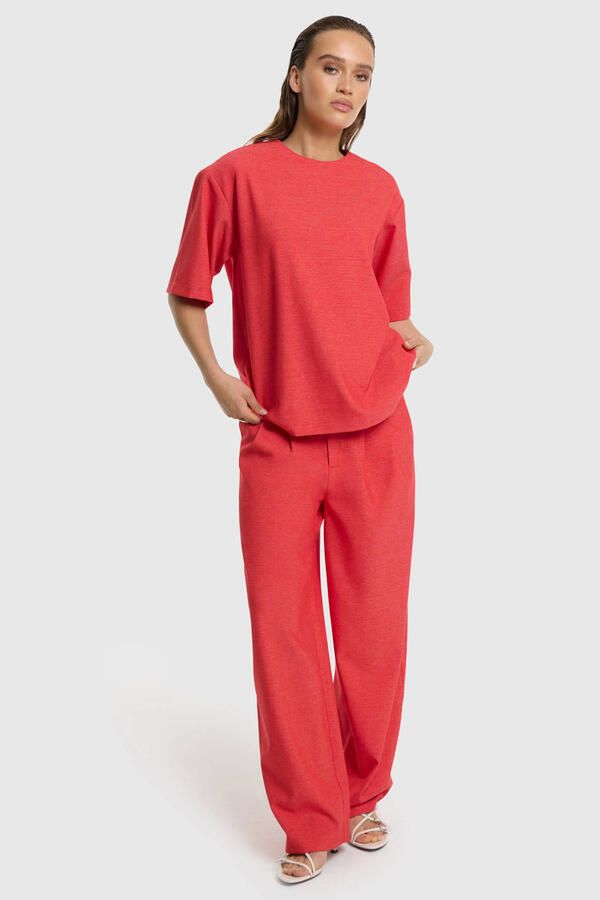 Refined Department straight regular waist broek koraalrood