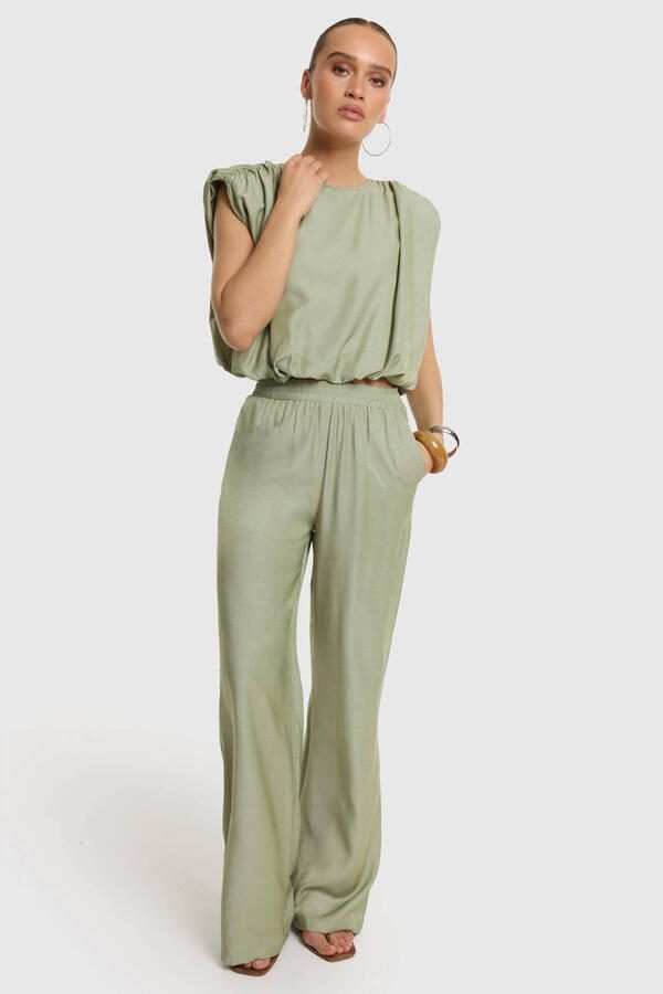 Refined Department wide leg broek groen - Foto 2