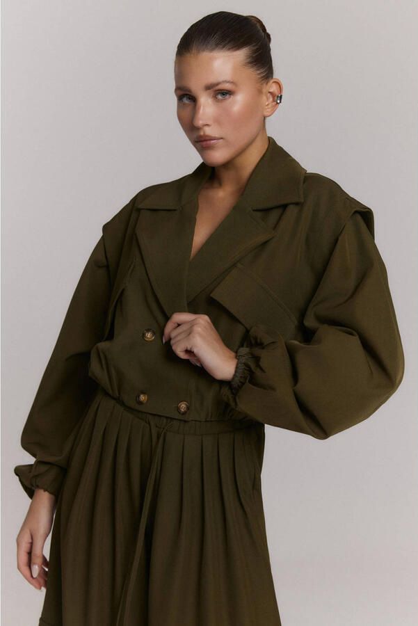 REFINED DEPARTMENT Dames Jassen Ladies Woven Bomber Trenchcoat Laya Olijf - Foto 5