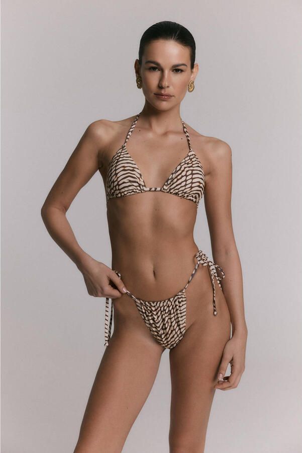 Refined Department voorgevormde triangel bikinitop met dierenprint bruin - Foto 2