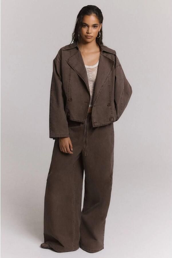 Refined Department wide leg broek donkerbruin