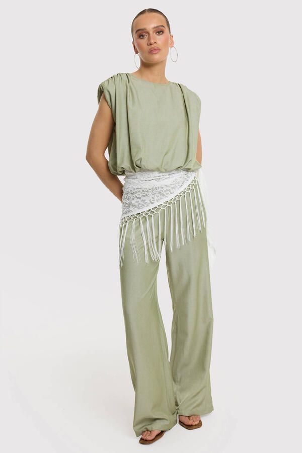 Refined Department wide leg broek groen