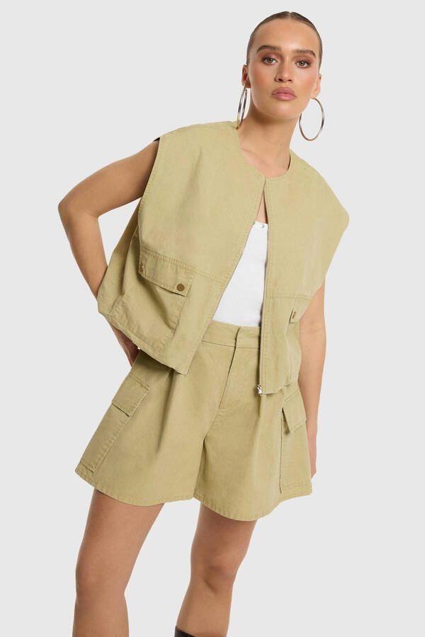 Refined Department wide leg casual short lichtkaki