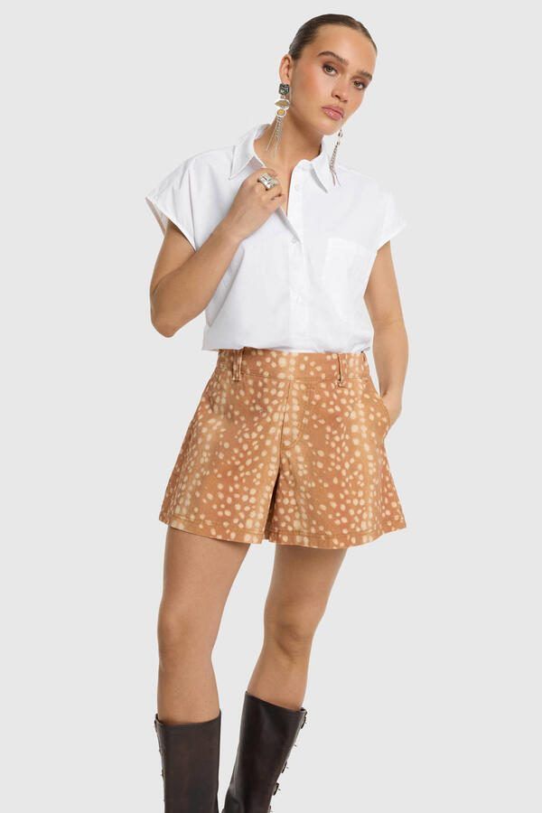 REFINED DEPARTMENT Dames Broeken Ladies Woven A-line Wide Bambi Shorts Cindy Bruin - Foto 5