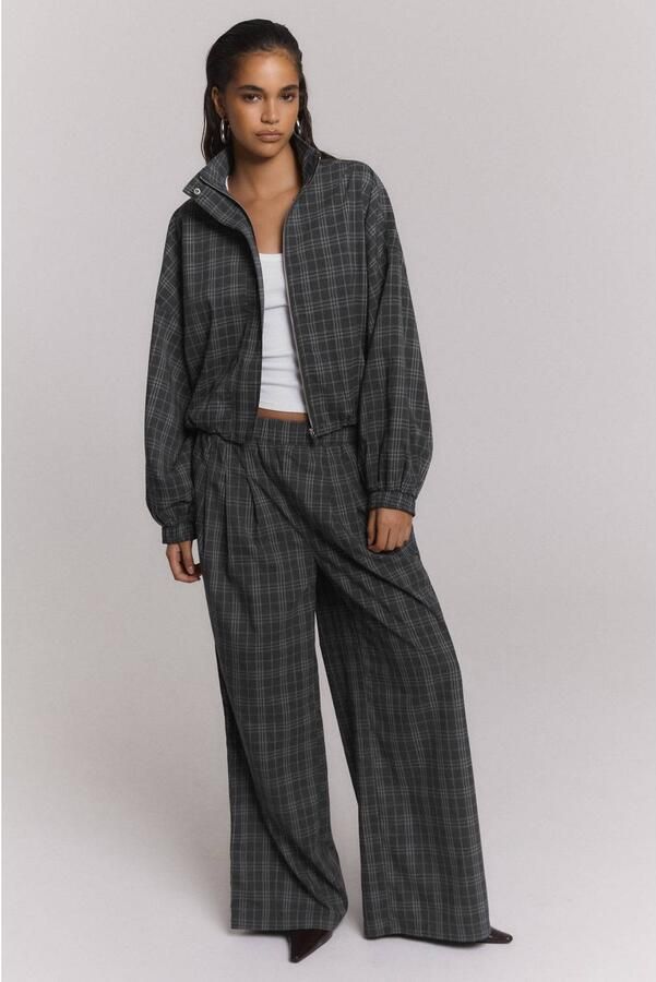 Refined Department wide leg geruite broek grijs - Foto 2