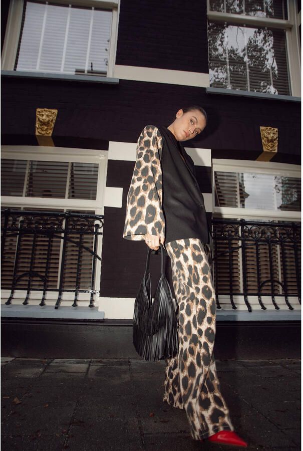 Refined Department Luipaardprint Wijde Broek Brown Dames - Foto 6