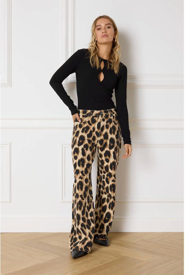Refined Department Luipaardprint Wijde Broek Brown Dames - Foto 4