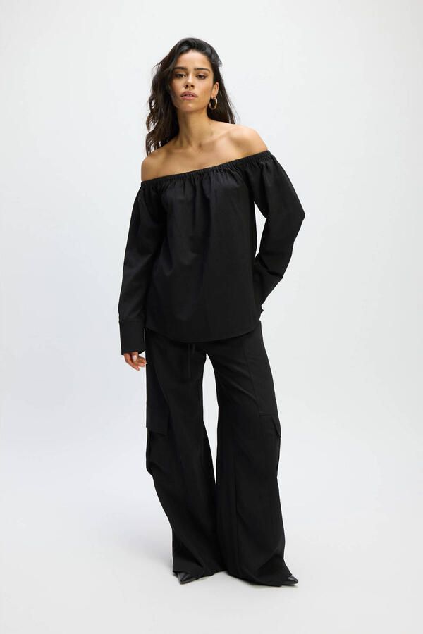 Refined Department wide leg high waist broek zwart - Foto 7