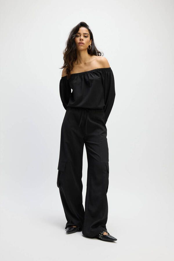 Refined Department wide leg high waist broek zwart - Foto 5