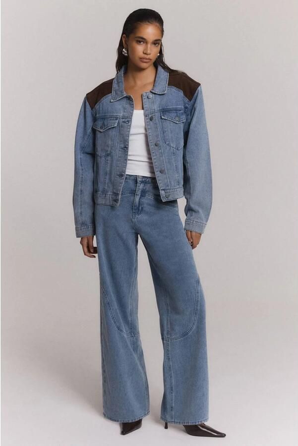 Refined Department wide leg jeans medium blue denim