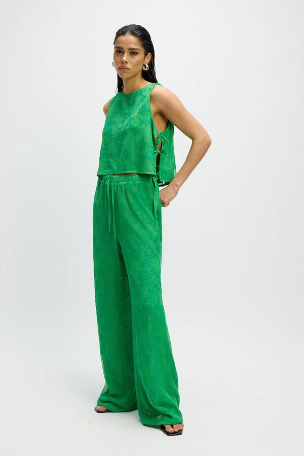 Refined Department wide leg regular waist broek groen - Foto 6