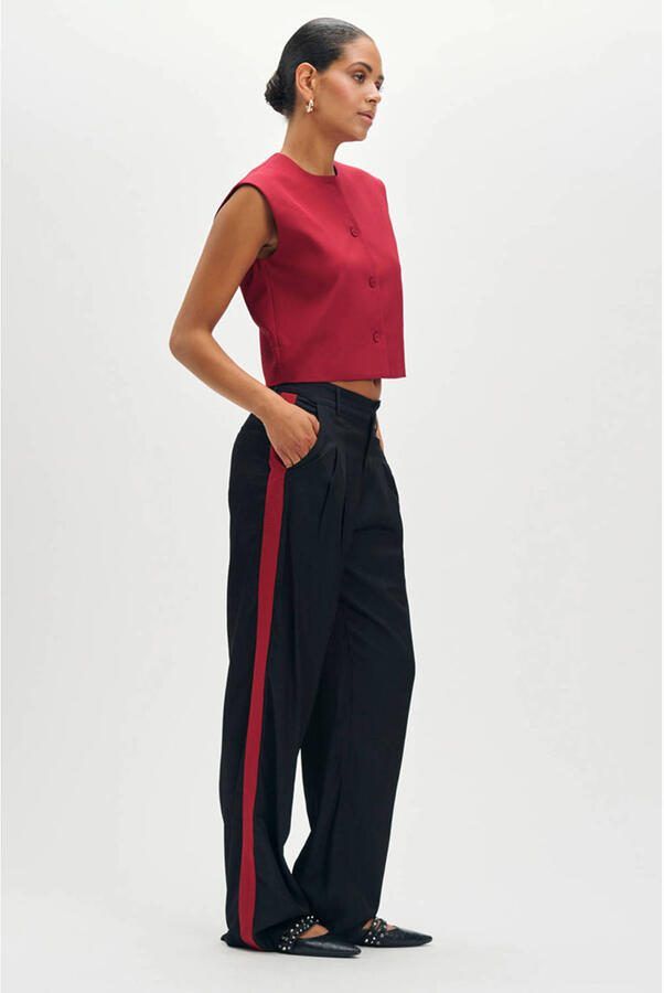 Refined Department wide leg regular waist casual broek zwart - Foto 2