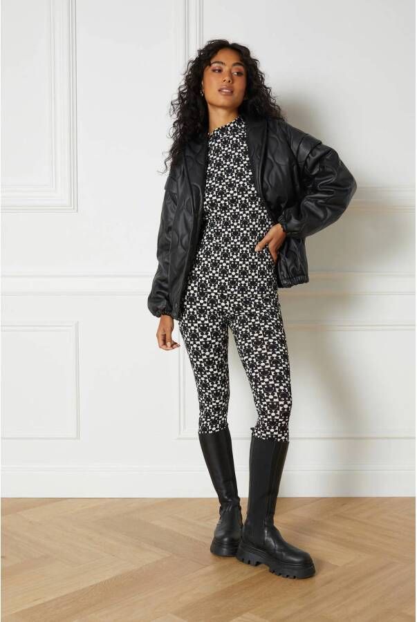 Refined Department skinny legging Anna met all over print zwart wit