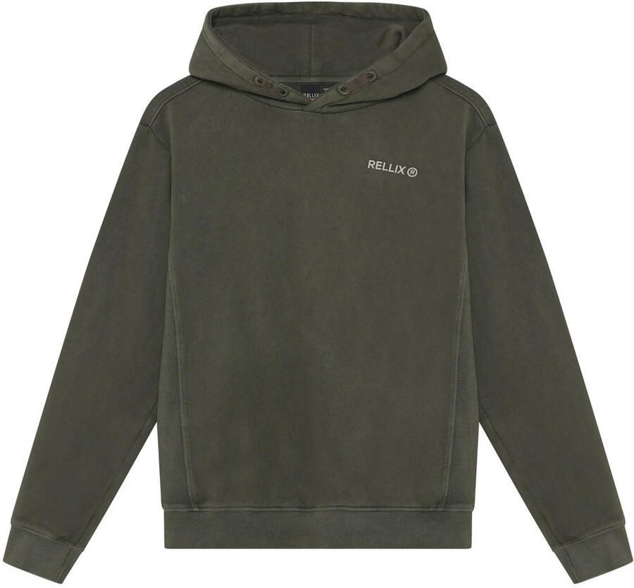 Rellix rechtvallende hoodie met backprint donkergroen