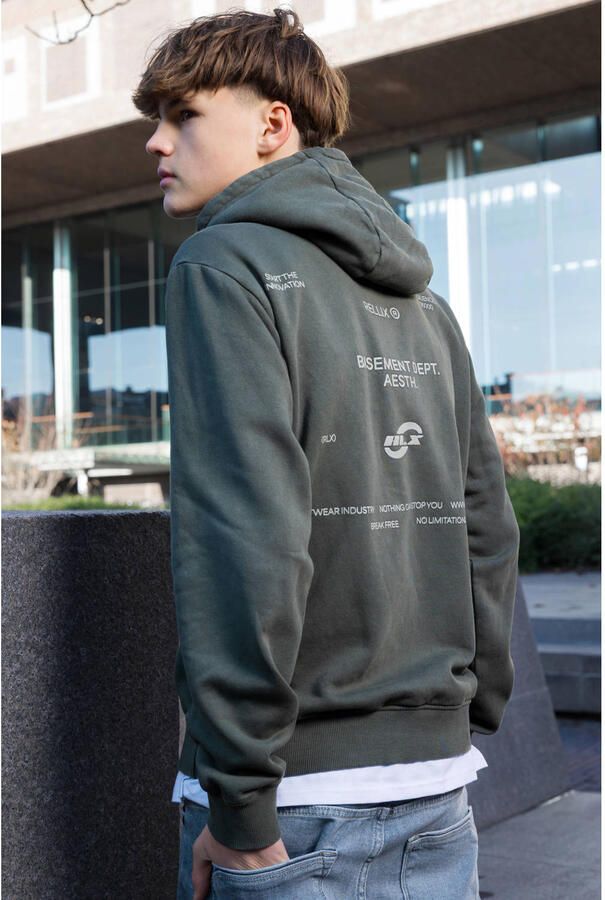 Rellix rechtvallende hoodie met backprint donkergroen - Foto 2