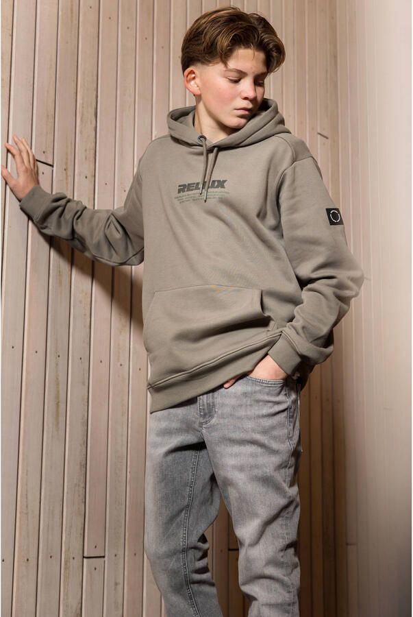 Rellix rechtvallende hoodie met logo grijsgroen - Foto 4