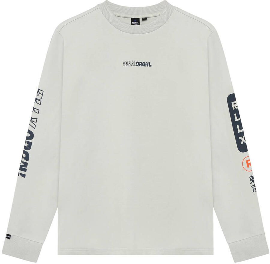 Rellix rechtvallende longsleeve met print lichtgrijs