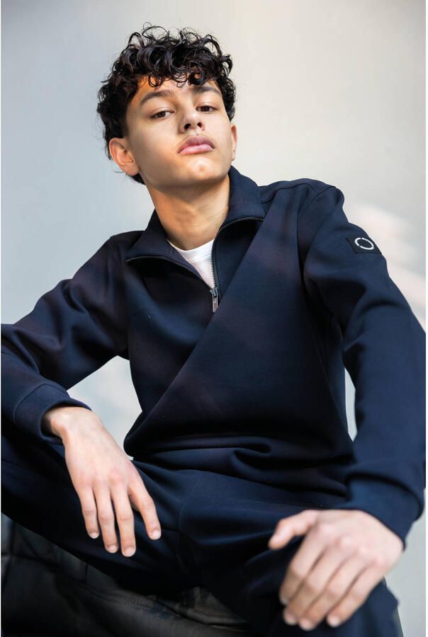 Rellix rechtvallende sweater met backprint marineblauw - Foto 4