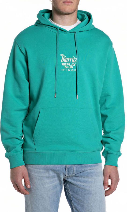 REPLAY hoodie met backprint turquoise