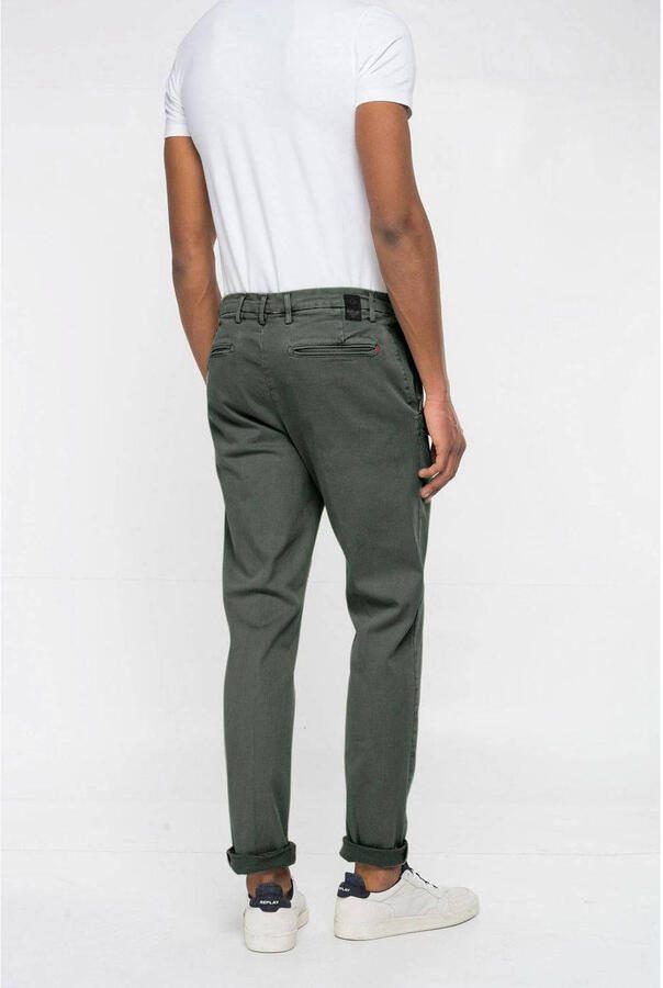 REPLAY regular fit chino BENNI donkergroen - Foto 4